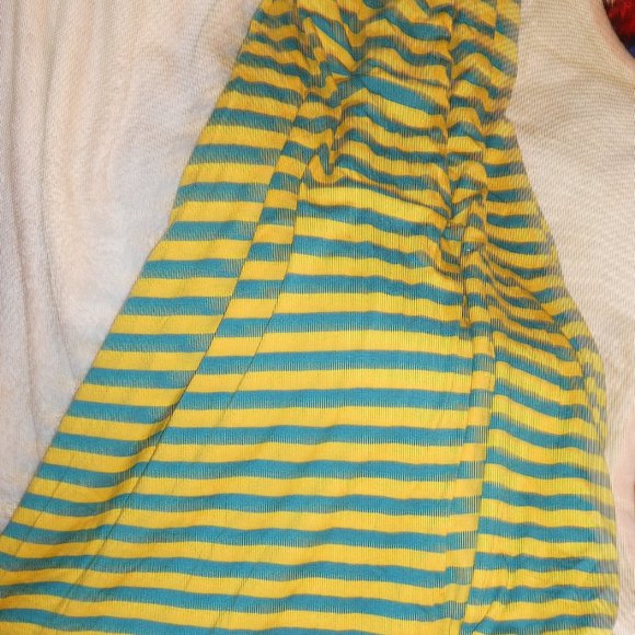 3/$35 NWT LuLaRoe Size Small Maxi Skirt Teal Yellow Stripes Pull on Stretch - Picture 2 of 2